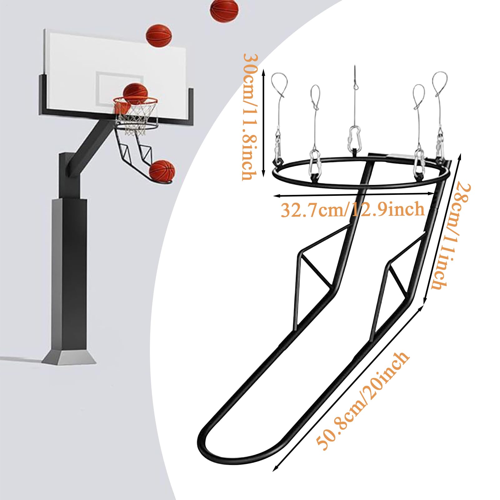 Rimbalzatore Per Canestro Da Basket Attrezzatura Da Allenamento In Metallo | Rete Di Ritorno Pallacanestro Per Campo Esterno Interno Scuola Palestra Adolescenti Studenti Adulti