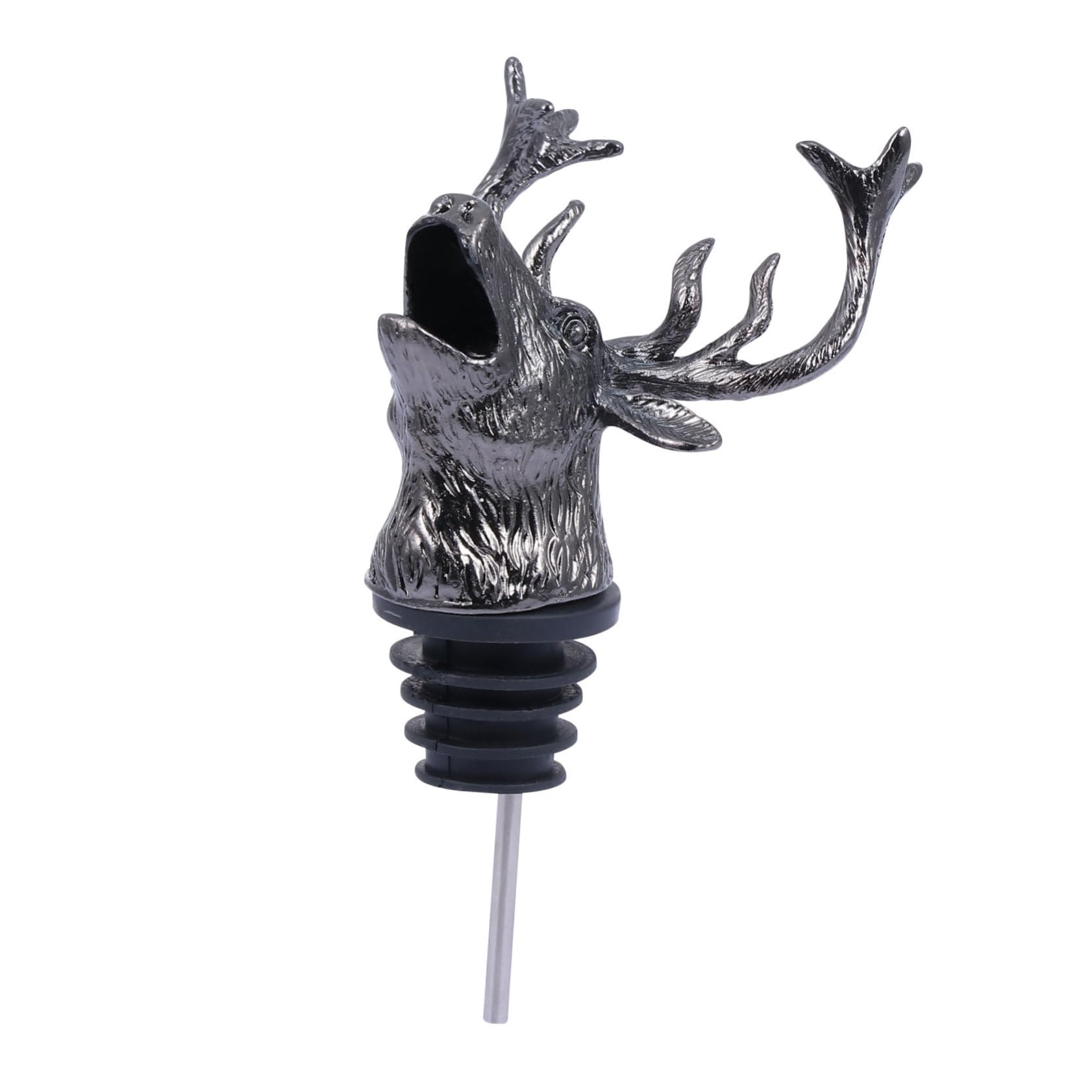 KOMBIUDA 1pc Christmas Wine Pourer Wine Beverage Bottle Stoppers Electric Wine Decanter Reindeer Bottle Stopper Elk Head Wine Pourer Wine Vacuum Pump and Stopper Pouring Black Zinc Alloy