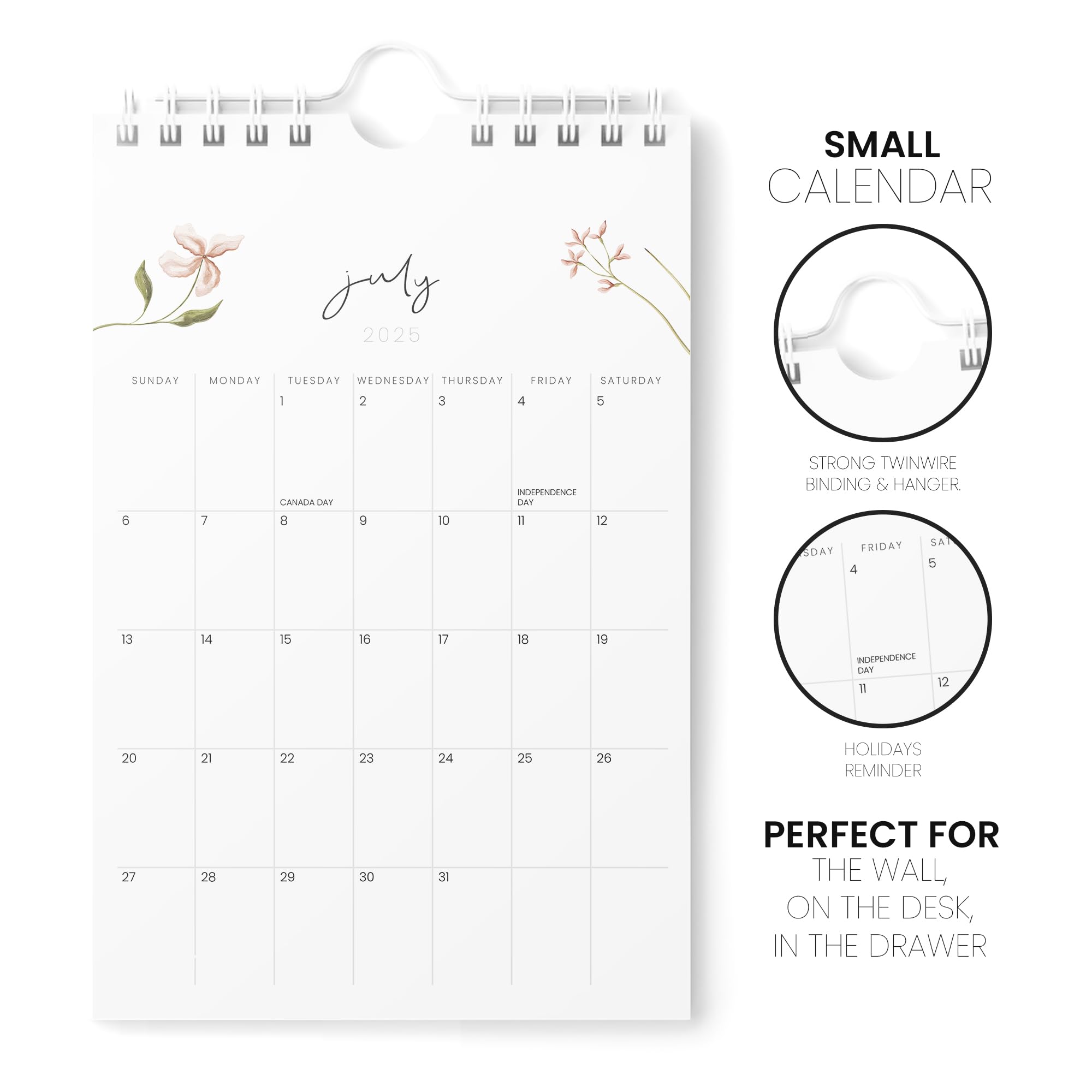 Karto Mini calendario de pared 2025-2026, vertical, de 6 x 9 pulgadas, de julio de 2025 a diciembre de 2026, pequeño, versátil y fácil de planificar, con el calendario mensual de escritorio estético