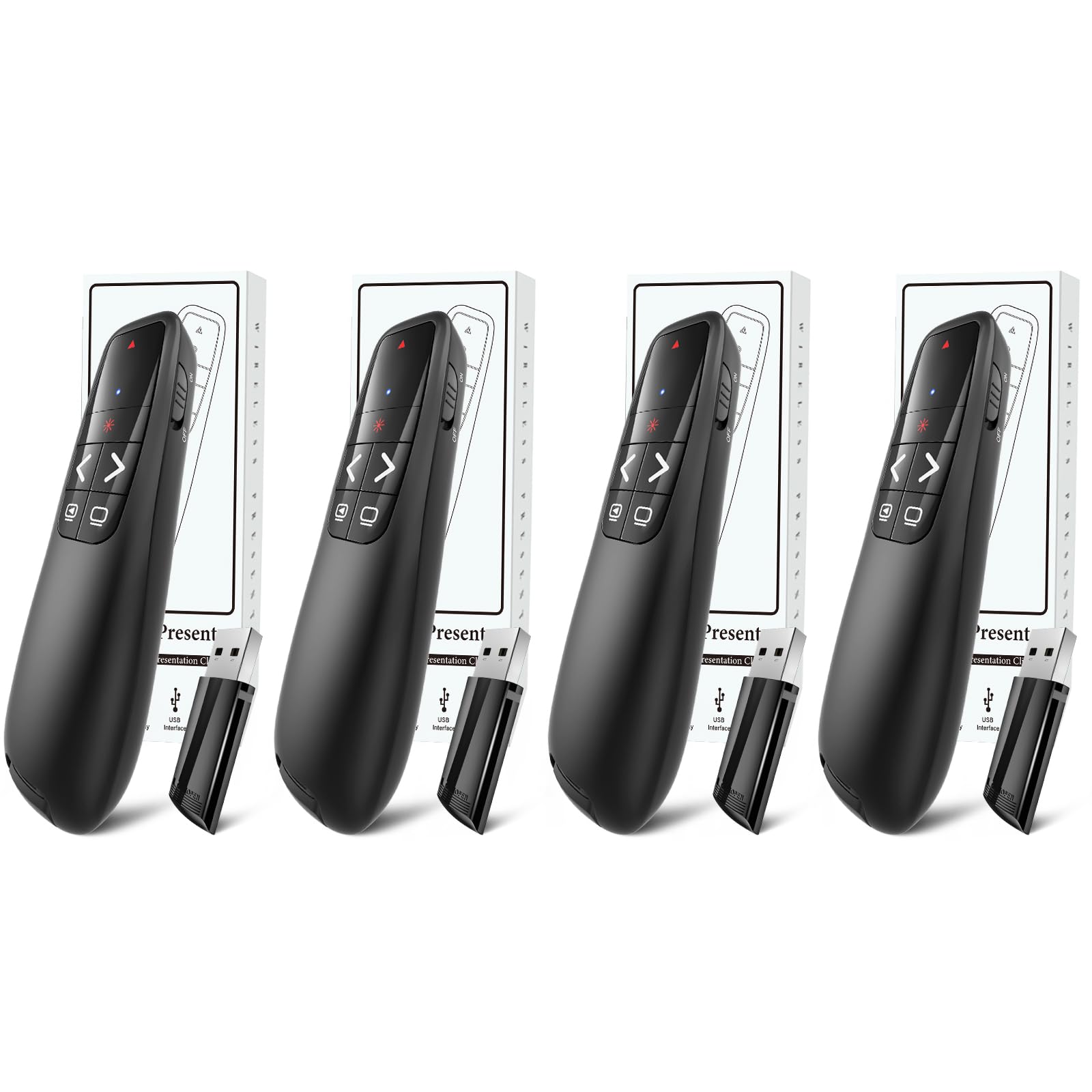 (4 unidades) Control remoto inalámbrico para presentaciones, clicker para laptop, puntero de presentaciones de PowerPoint, clic RF para control remoto de presentaciones, presentación de diapositivas