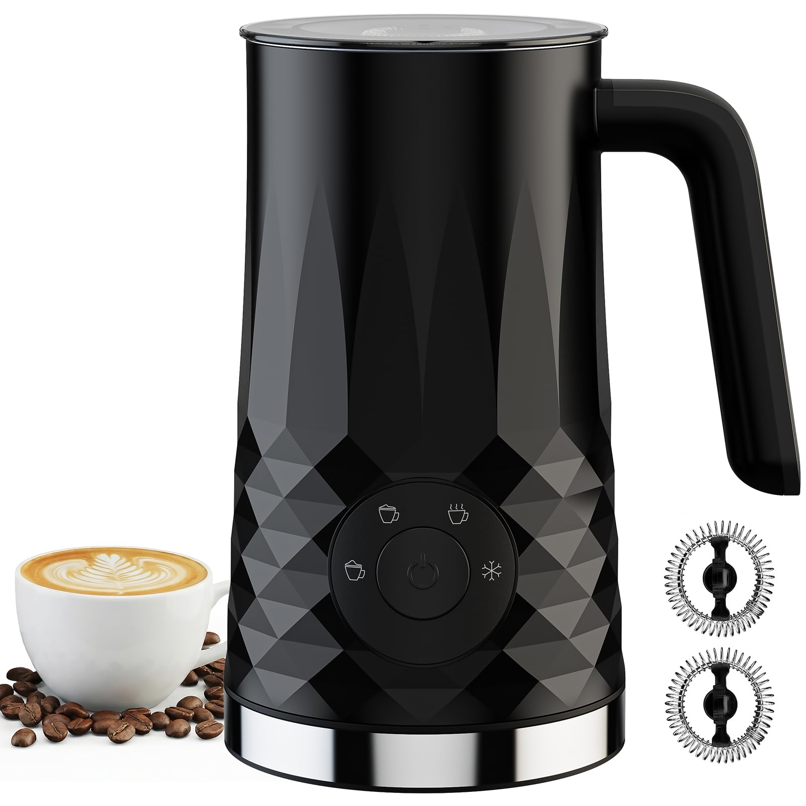 Photo 1 of Milk Frother, 4 in 1 Electric Milk Steamer, 11.8oz/350m Automatic Warm and Cold Foam Maker for Coffee, Latte, Cappuccino, Hot Chocolate, Dishwasher Safe