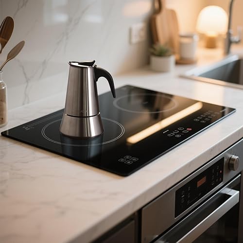 Miniatura 5 de Cafetera de Espresso de 9 Tazas para Estufa, Cafetera Moka de Acero Inoxidable Mate, Cafetera Italiana y Cubana de Mocha, Compatible con Estufas de