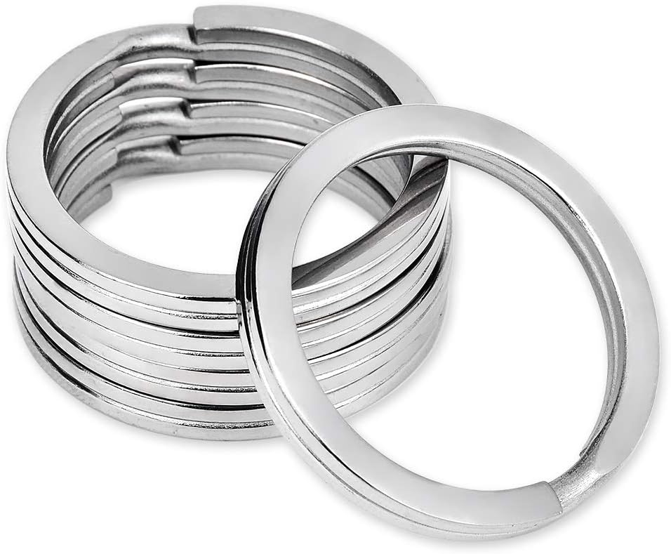 SCSpecial Titanium Flat Key Rings 1.26 Inch Metal Split Ring for Keys Set of 5 Key Organizations - Silver