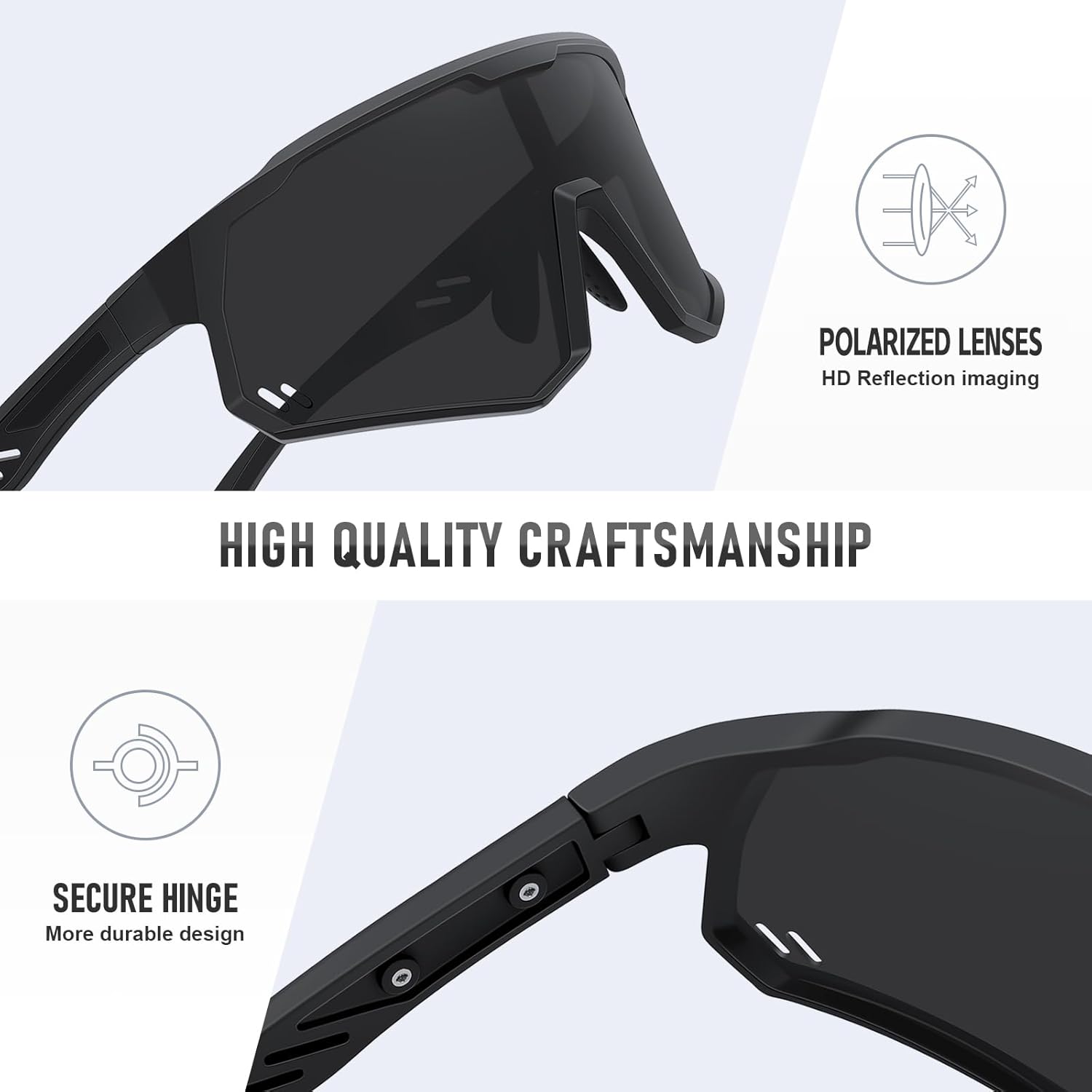 Polarized Sports Sunglasses for Men Women Wrap Around Cycling Running Sun Glasses UV400 Protection - Image 4