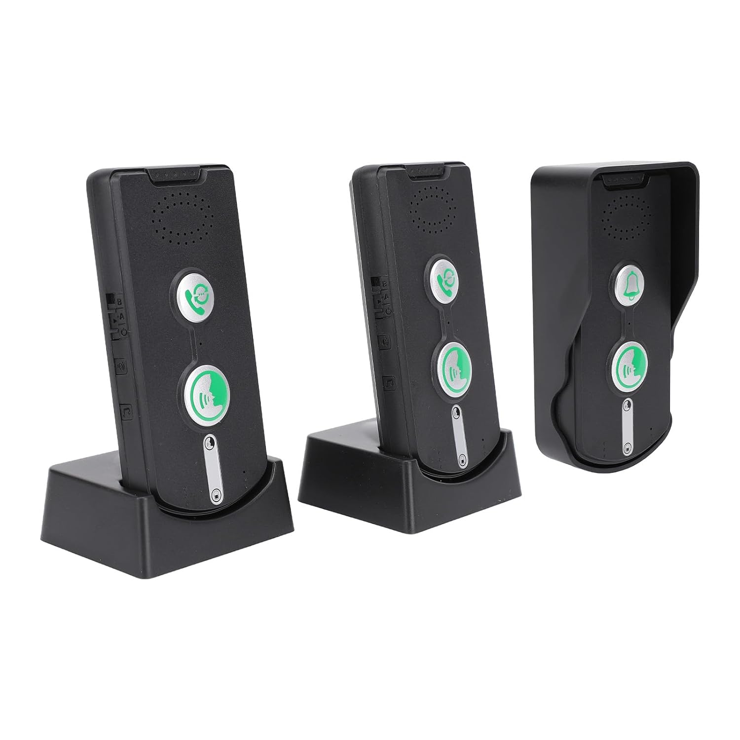 Rechargeable Wireless Intercom Unit, 2-Way Talking, 500 Meter Talking Distance, Power Saving, IP54 Water Resistance Rating, 2 Pcs, Suitable for Home, Office (Black)