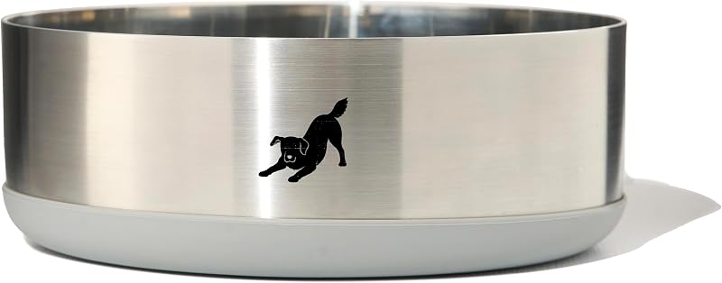 Tigela para Cães Radiant Bowl™ em Aço Inoxidável 304 com Base de Silicone Cinza, 1,93 L