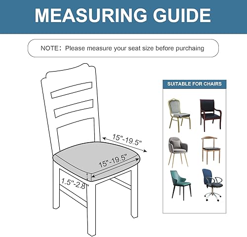 Miniatura 2 de Genina Fundas de asiento impermeables para sillas de comedor, fundas elásticas para sillas de comedor, extraíbles y lavables, fundas de cojín para