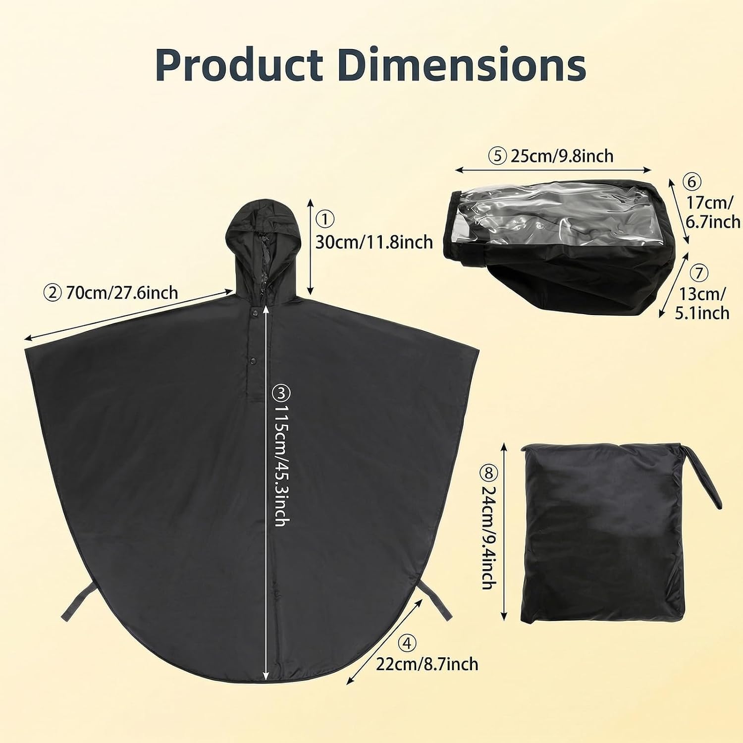 Wheelchair Rain Poncho with Joystick Cover, Full Body Rain Cape | Lightweight Breathable Rain Cover for Men Women, Electric Wheelchair and Mobility Scooter Covers, Easy to Put On