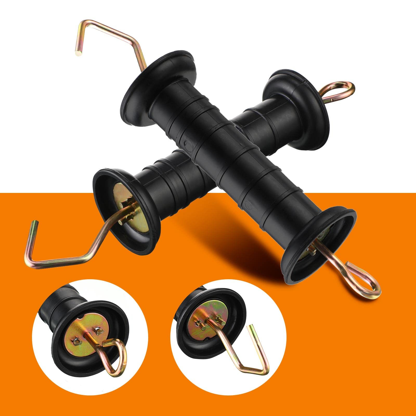 Therwen 18 maniglie per cancello elettrico in plastica per recinzioni, con isolanti, isolanti, con molla, isolanti, resistenti, per recinzioni, colore nero