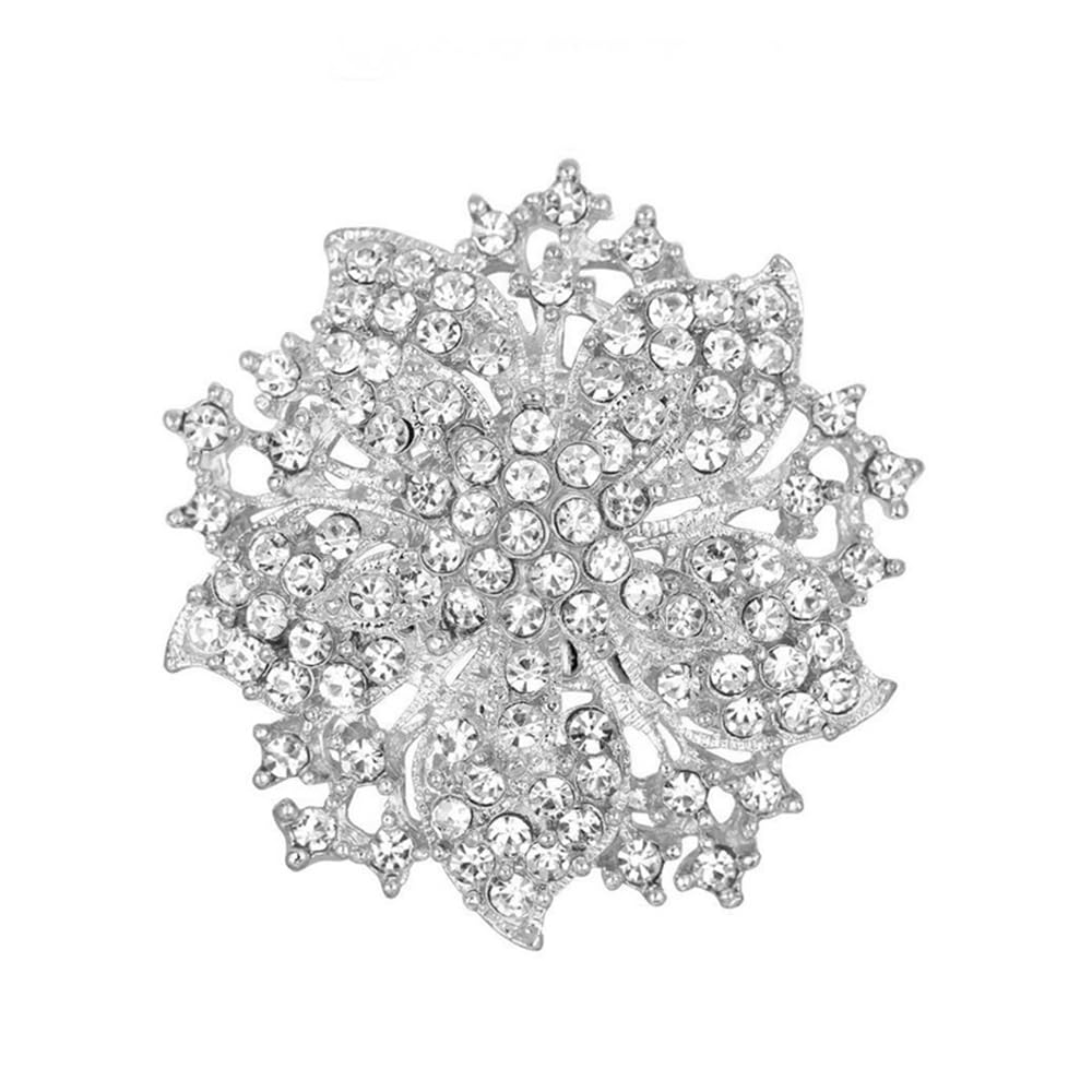 Fashion Jewelry Beautiful Silver Plated Rhinestone Crystal Brooch Pin for Woman