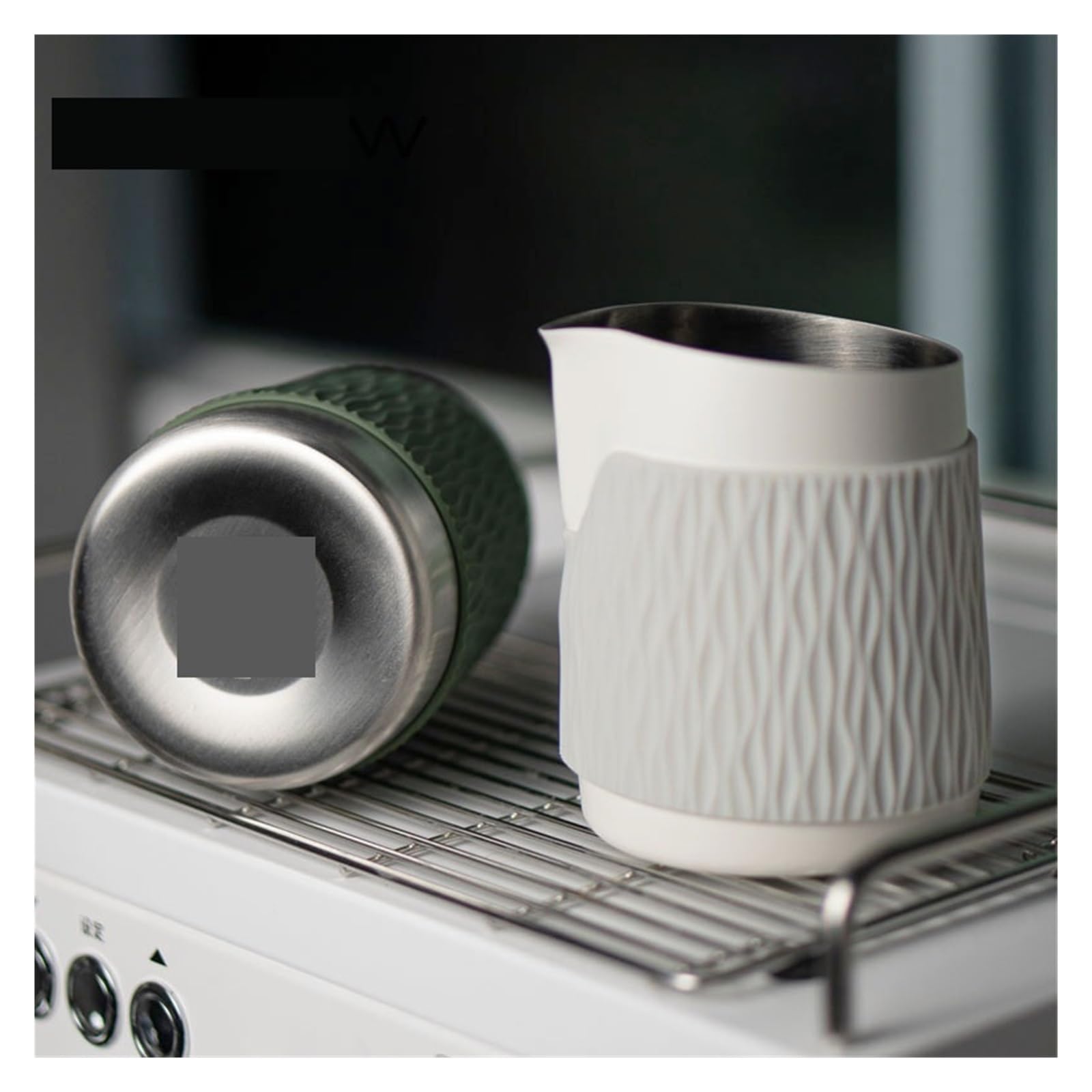 Compatible con jarra de espuma leche, acero inoxidable 450ml, accesorios café boquilla for Latte Art(R-Light Green Grey)