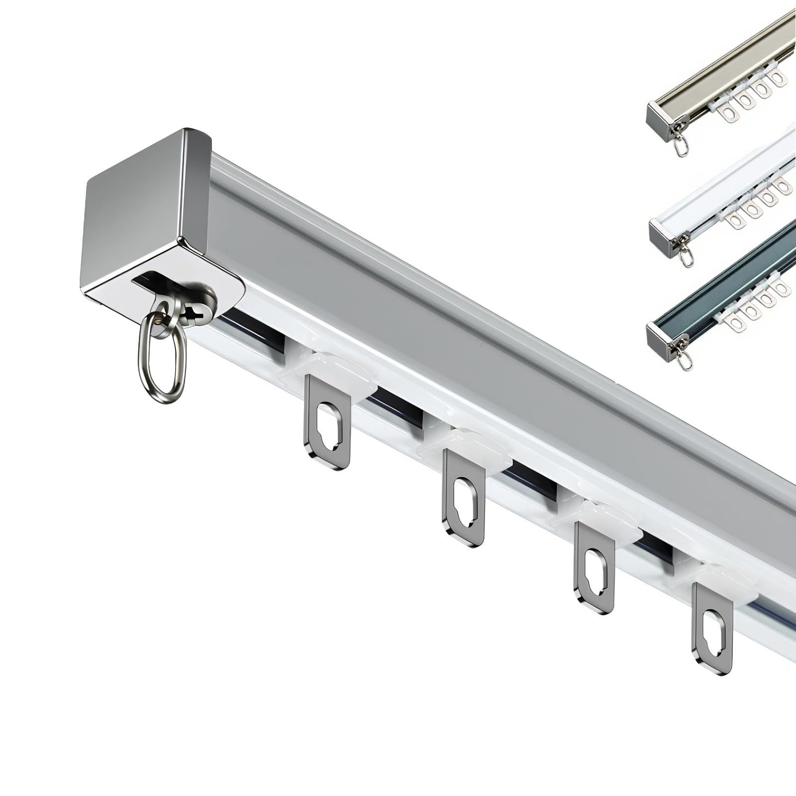Riel de cortina de aluminio blanco de 4,8 m ideal para sala de estar