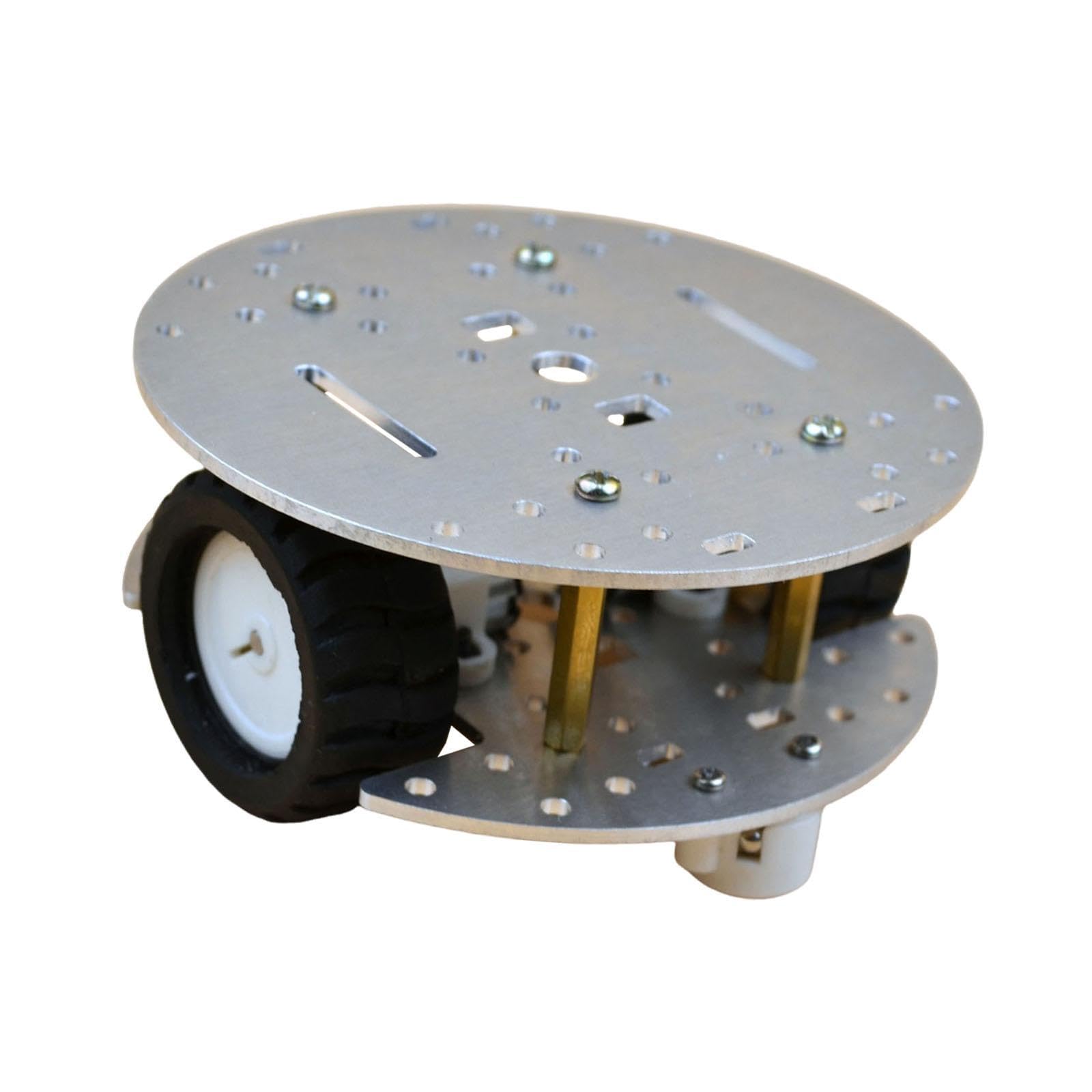 Chasis de Coche Robot Inteligente Kit Chasis Robot Coche Redonda Dos con Motor Reductor Material Aluminio Acrílic, Plata