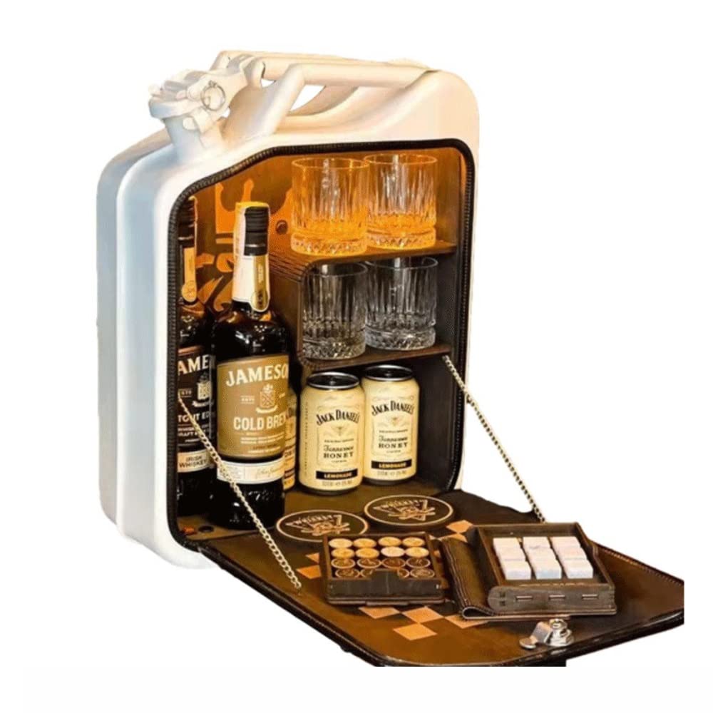 Christmas Mini Bar， My Cave My Rules Jerry Can Whiskey Bar Personalized Wine Display Cabinet Gasolines Barrel Drink Rack Man Gift 5138645 (Color : A)