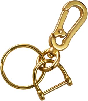 Dilidou Carabiner Keychain Clip, Brass Key Fob Keychain with D