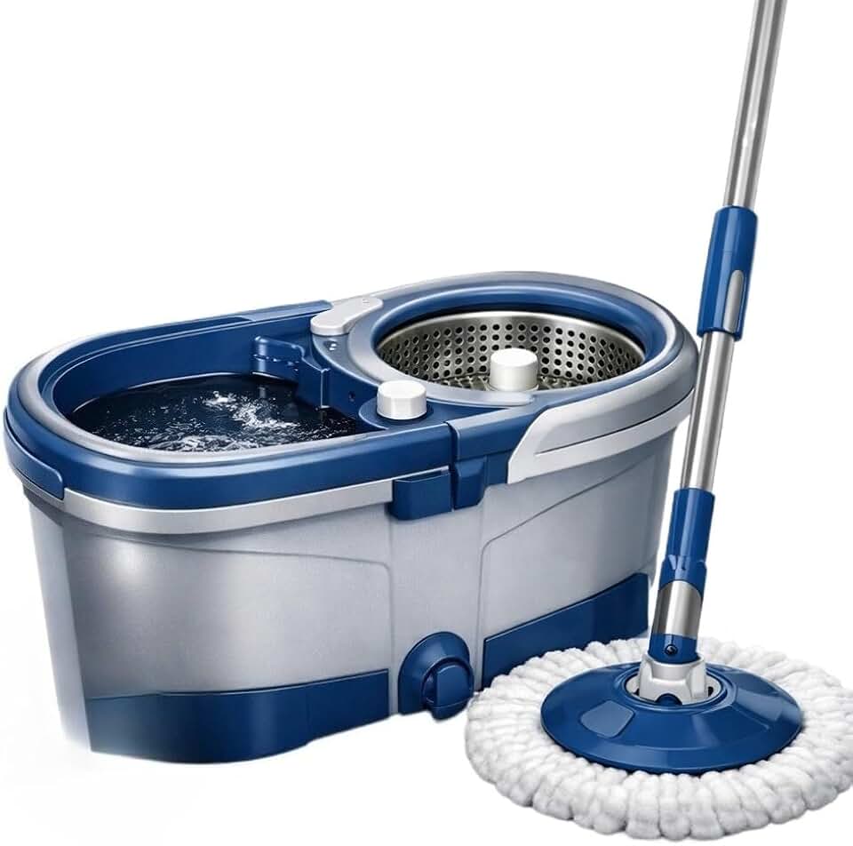 Mop Giratório Profissional 360° com Balde Duplo, Sistema de Limpeza Eficiente e Prático