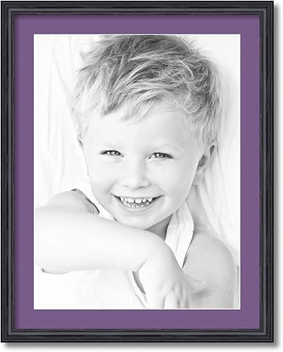 ArtToFrames Marco de fotos de roble rojo sólido de 18 x 24 pulgadas con paspartú de uva individual de 2 pulgadas, SingleMat-0066-59504-YBLK-18x24-849