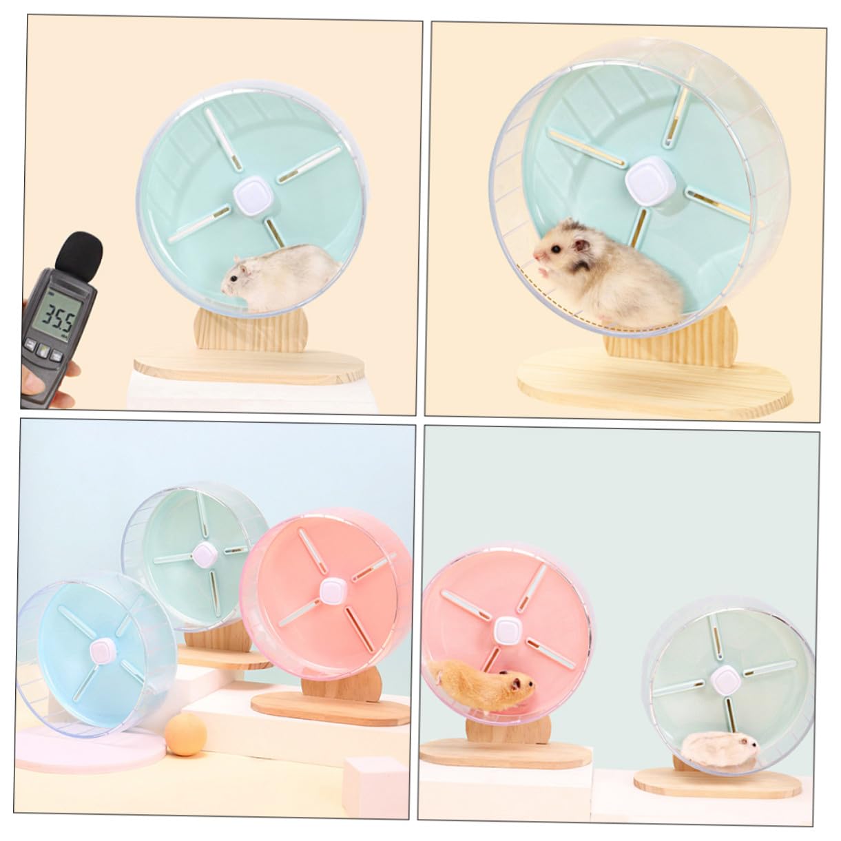 Hohopeti Rueda Silenciosa para Hámster y Roedores Pequeños Soporte, Material Abs y Madera, 20cm, Adecuado para Ejercicio y Actividad en Jaulas de Mascotas