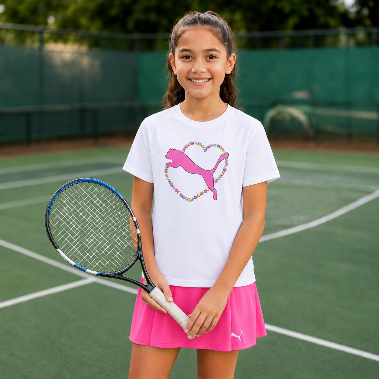 PUMA Aktives Rock-Set für Mädchen, 2-teilig, Aktiv-Skort und kurzärmeliges athletisches T-Shirt, sportliches Mädchen-Sommer-Outfit-Set (7–14)