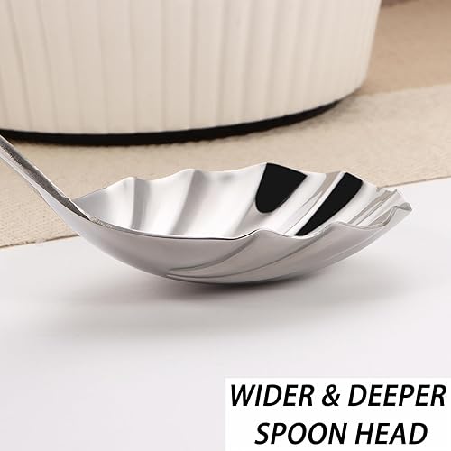 Miniatura 5 de Mafier Cuchara grande para servir, juego de cucharas de servir de 9 pulgadas, utensilios de servir de catering de acero inoxidable para fiestas,