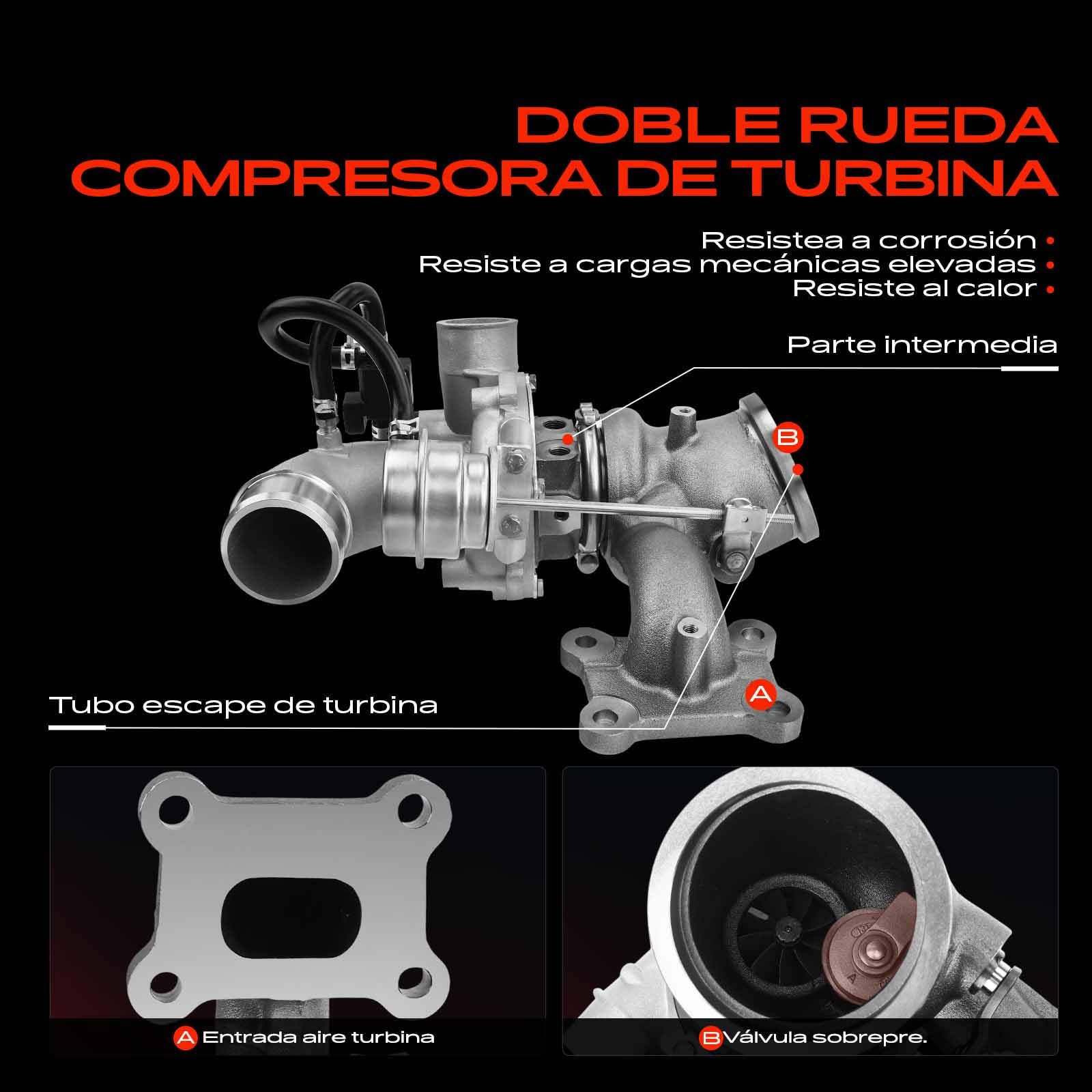 Frankberg Turbocompresor de escape de gases con juntas gasolina | Compatible con: Enfoque III, CD Mondeo V Sedán, Mondeo V Tournament CF, Galaxy CK, Torneo Focus III