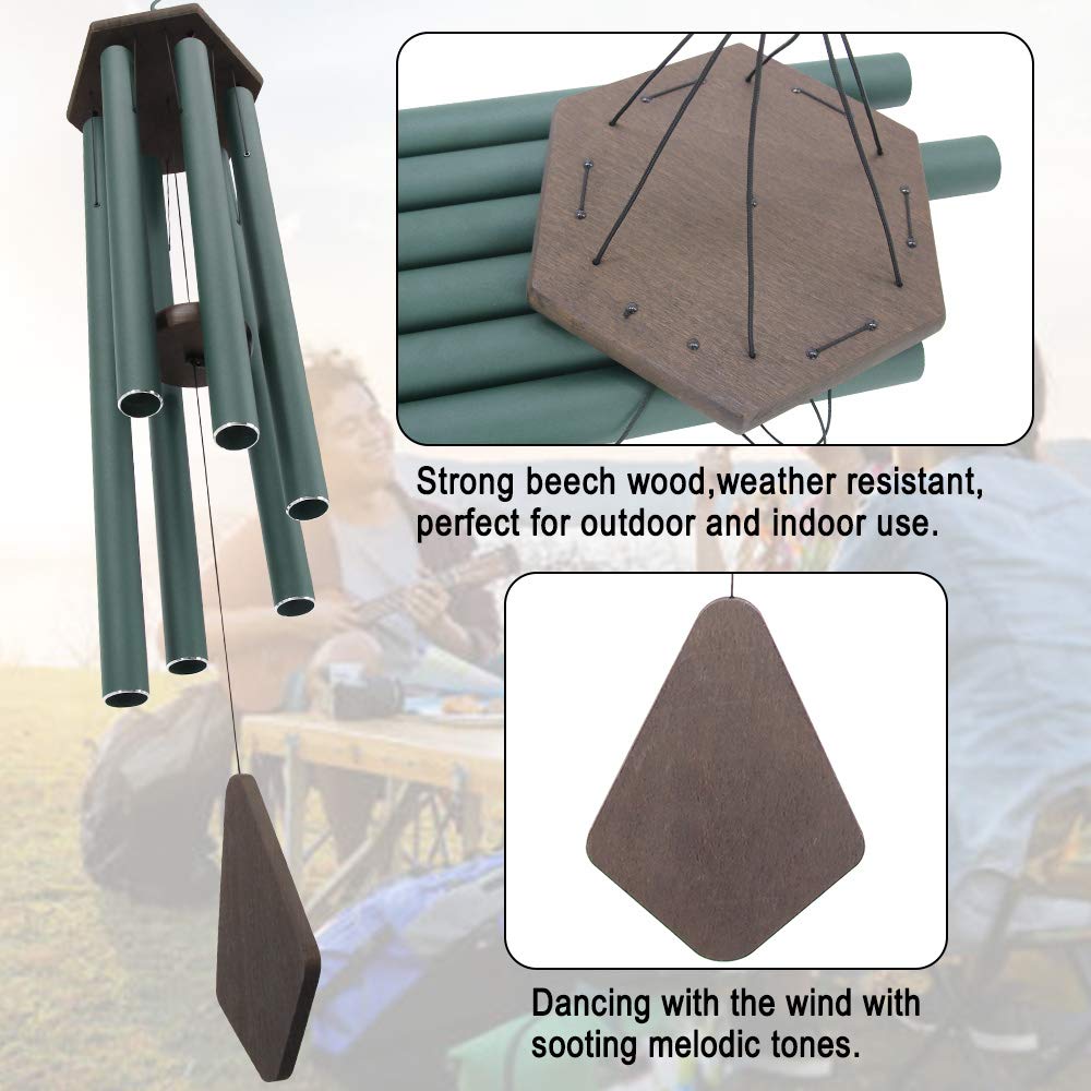 Carillón de Viento Grande para Exteriores, Sonido Profundo, 112 cm, campanillas de Viento de Consuelo para Exteriores, melodía calmante afinada, carillón de Viento conmemorativo con 6 Tubos Pesados