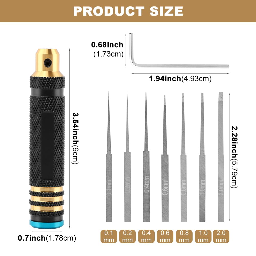 Loyanger 7 In 1 Model Scriber with 7 Blades Resin Carved Scribe Line Cutting Tool Chisel for Carving Cutting, Panel line, Scale Model - 0.1/0.2/0.4/0.6/0.8/1.0/2.0mm Blades(COLOR:Black)