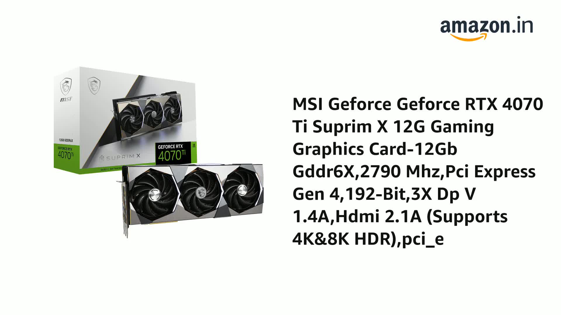 グラフィックボード・グラボ・ビデオカード MSI GeForce RTX 4070 Ti SUPRIM X 12G MSI GeForce RTX™ 4070 Ti SUPRIM X 12G