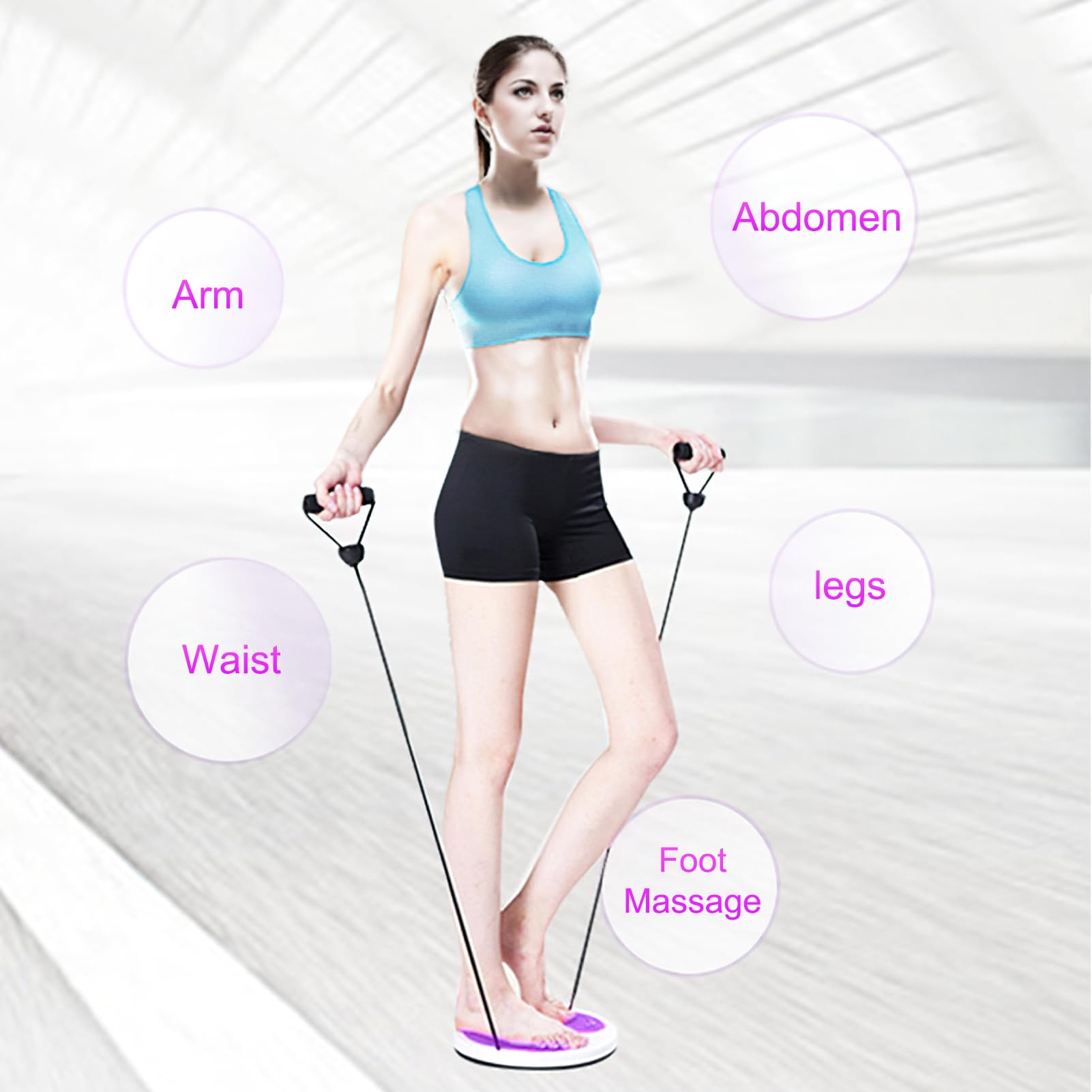 Twist Disque de Taille avec Corde de Traction, Fitness Waist Wriggling Plate Disque De Fitness, Pour Les Hanches Et La Taille De Fitness Et De Mouvement
