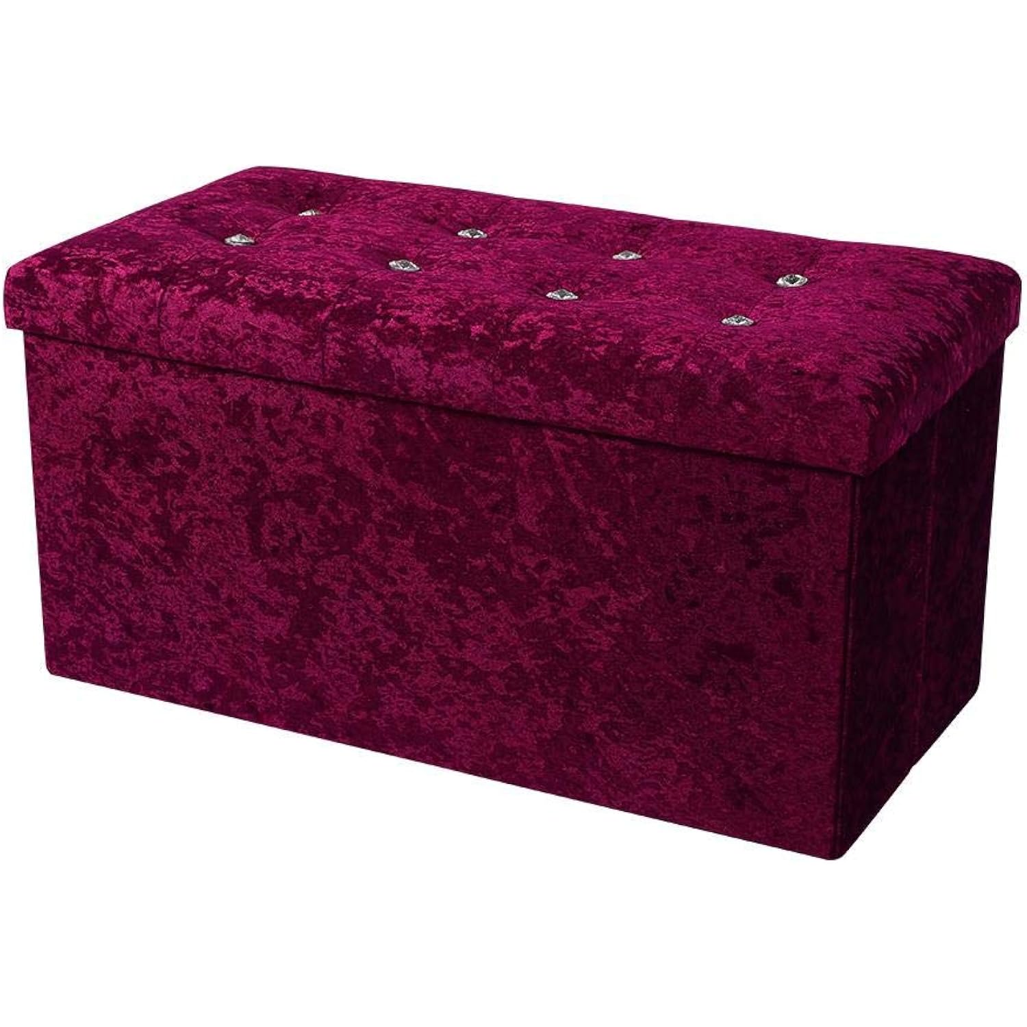 simpahome Large Fold Flat Ottoman Storage Purple Velvet Velour Finish