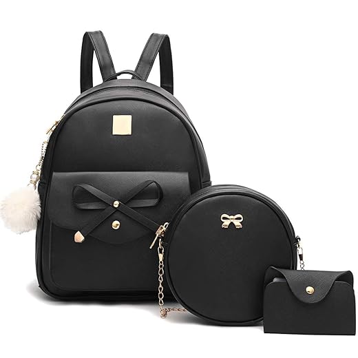 I IHAYNER Girls Bowknot 3-Pieces Fahsion Leather Backpack Backpack Purse for Women Rucksack for Ladies Shoulder Bag | Backpack Purse, Rucksack, for Ladies, Shoulder Bag, Backpack Purse, Rucksack