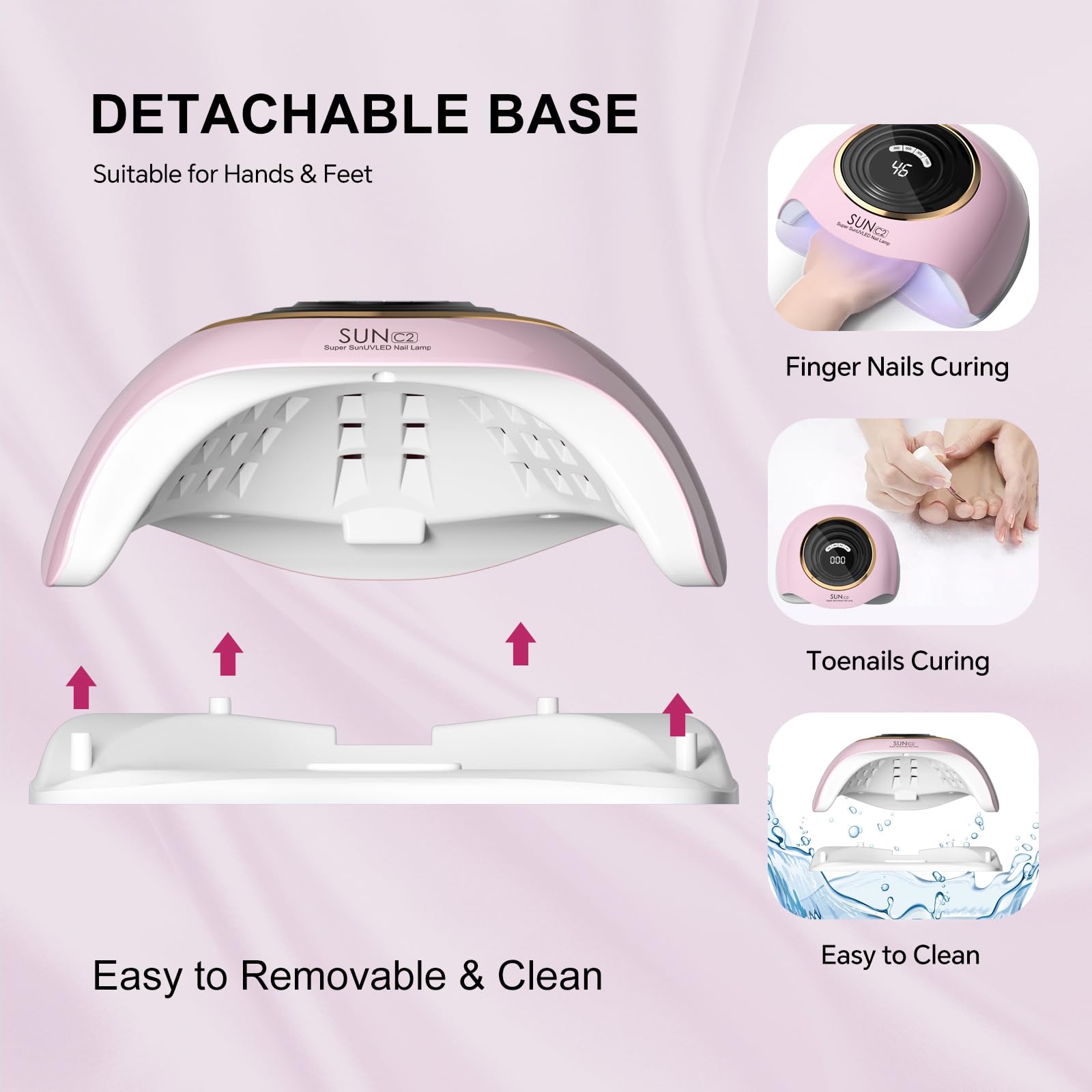Lámpara de uñas LED UV profesional de 288 W con 63 cuentas, secadora de gel más rápida para el hogar y el salón, sensor inteligente, pantalla LCD y 4 temporizadores, luz rosa de grado de salón 5