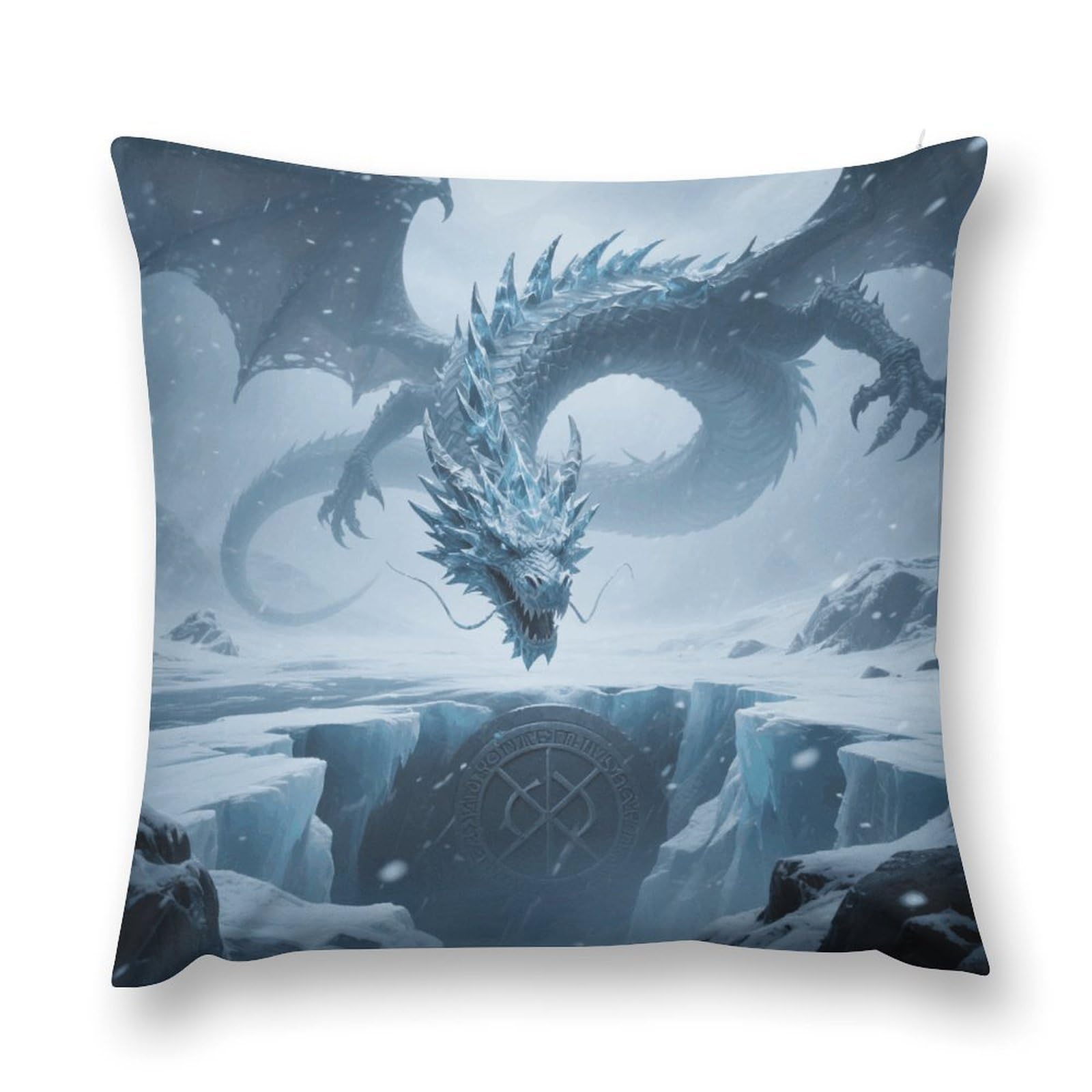 VstaDank Ice Dragon Throw Pillow Cover with Hidden Zipper Farmhouse Couch Pillow Cover Cozy Soft Short Plush Cushion Case Fashion Square Decorative Pillow Cover for Living Room