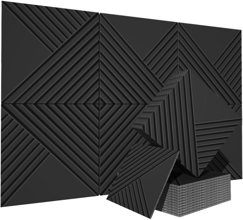 Paquete de 6 paneles de espuma a prueba de sonido para paredes, paneles acústicos decorativos grandes de 60 x 40 pulgadas, paneles de pared no