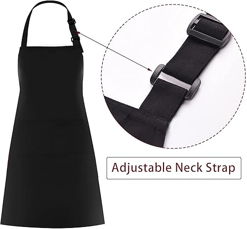 Miniatura 9 de Delantal impermeable de mezcla de algodón con 2 bolsillos para mujeres y hombres, cocina, cocinero, arpón, barbacoa, pintura de trabajo, (1 unidad)