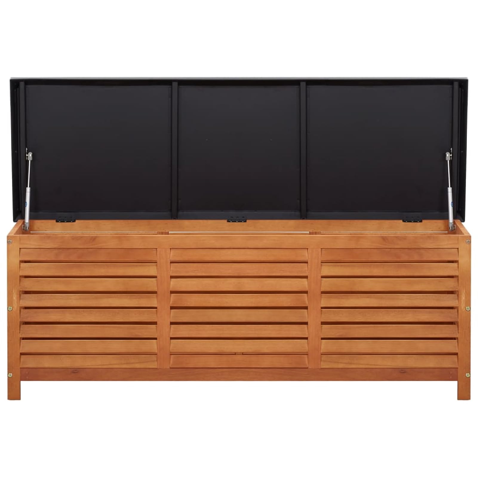 Homgoday Baúl de jardín de 150 x 50 x 55 cm de madera maciza de eucalipto, resistente y funcional