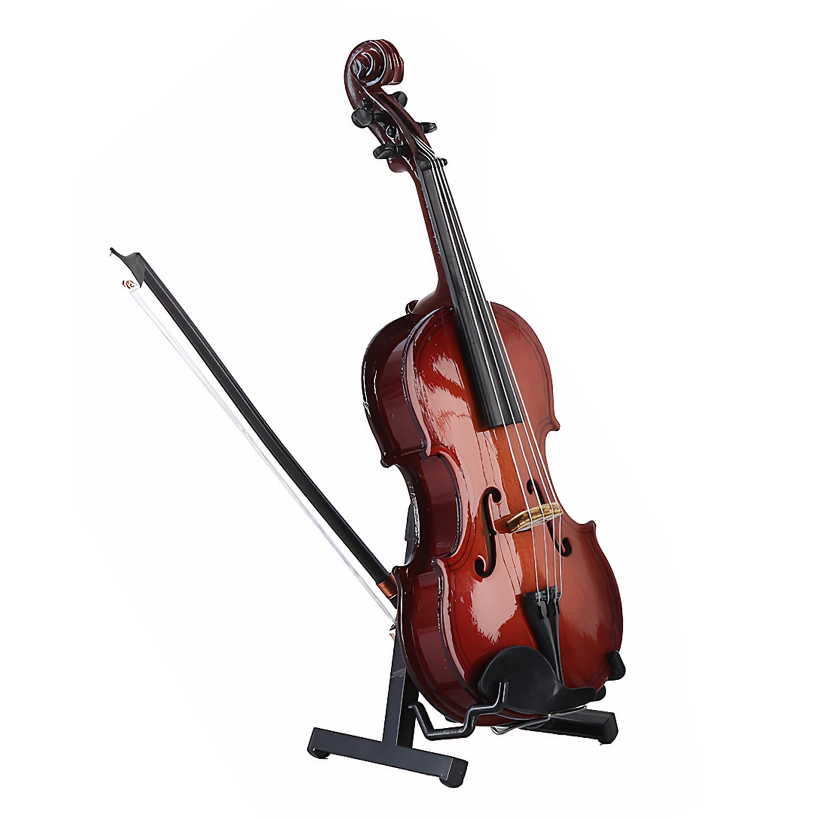 POXZSFX Tiny Violin With Red Velvet-Lined Case And Stand Unique Living Room Ornaments Bow And Case Mini Musical Instrument Violin 1x Miniature Wooden, 16cm