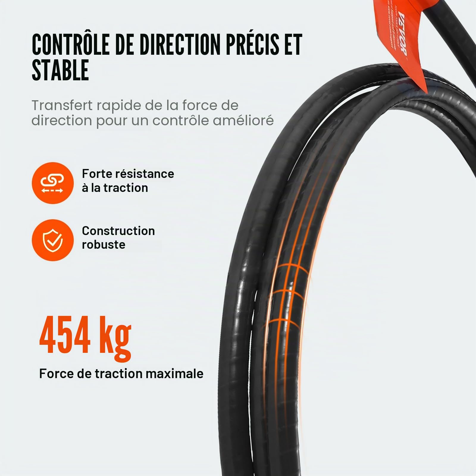 VEVOR Câble de Commande pour Bateau 520 cm Câble d'Accélérateur Force de Traction Maximale 500 kg Câble de Direction Compatible avec la Plupart des Systèmes de Direction de Hors-Bord à Station Unique