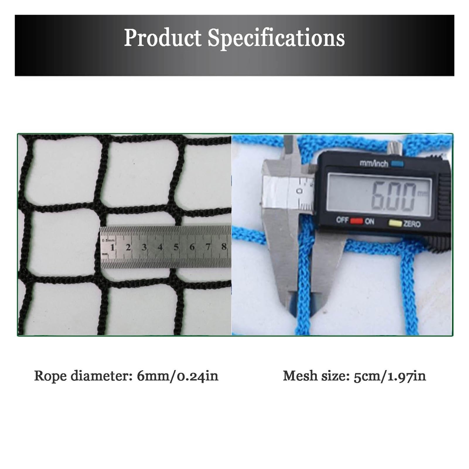 Rete di sicurezza per stazioni sciistiche, resistente agli strappi, ideale per parchi giochi e (1,5 x 6 m)