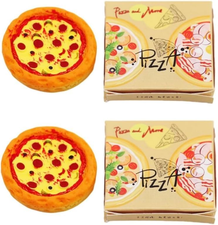 2 Set 1/12 Miniature Pizza Set, Miniature Pizza Dollhouse Decoration Accessories Resin Mix Pizza Mini House Food Decoration Accessories Dollhouse Décor