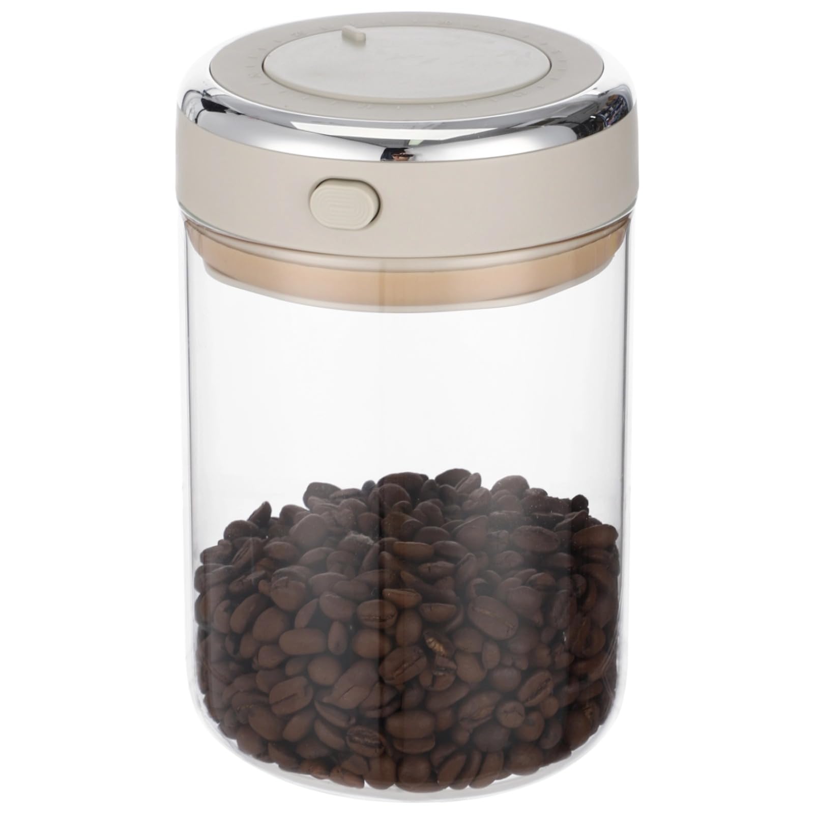 Glas Kaffee Vorratsglas 1100 ml, luftdichter Kaffeebohnenbehälter mit Einweg-CO2-Ventil, Datumsrad und Ein-Klick-Verschluss, aus Borosilikatglas für Tee, Zucker und Gewürze