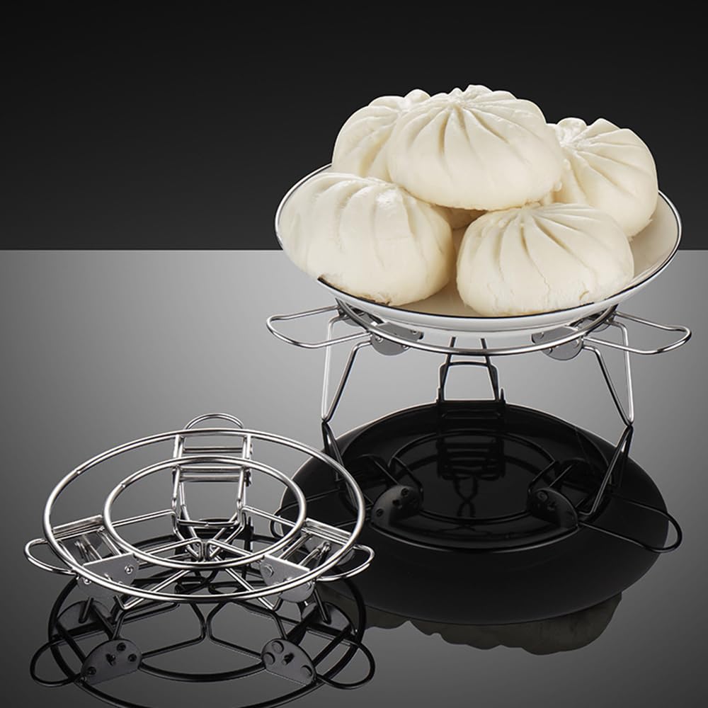 Estante de vapor de acero inoxidable 304, estante de cocina redondo, plegable y retráctil, soporte de vapor de alambre multifunción para vaporizar, calentar y cocinar, apto para horno y 4