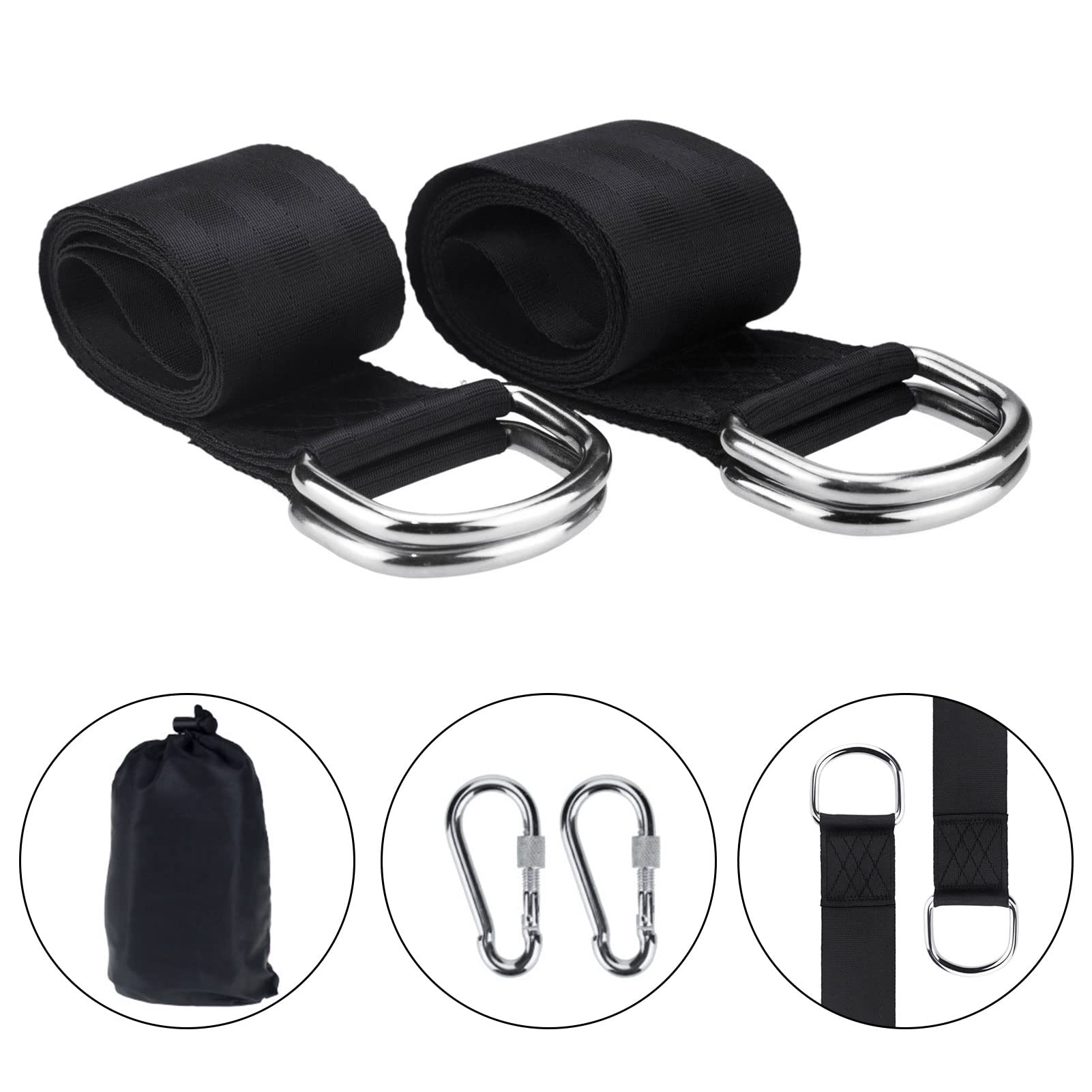 Cinghie per amaca da esterno, kit di 2 cinghie per altalena per albero, con gancio a D extra spesso, cinghie per appendere l'albero, perfette per cinghie per kit di sospensione dell'amaca, può