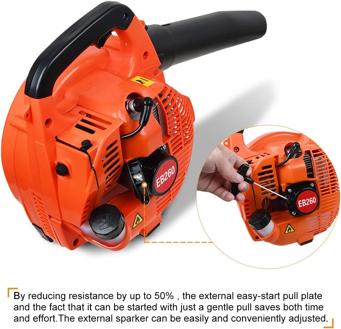 Soffiatore da giardino senza fili a benzina, per neve, erba e soffio, aspiratore potente con motore raffreddato ad aria a 2 tempi da 26 cc, portatile a mano, per soffiare foglie, trucioli di legno