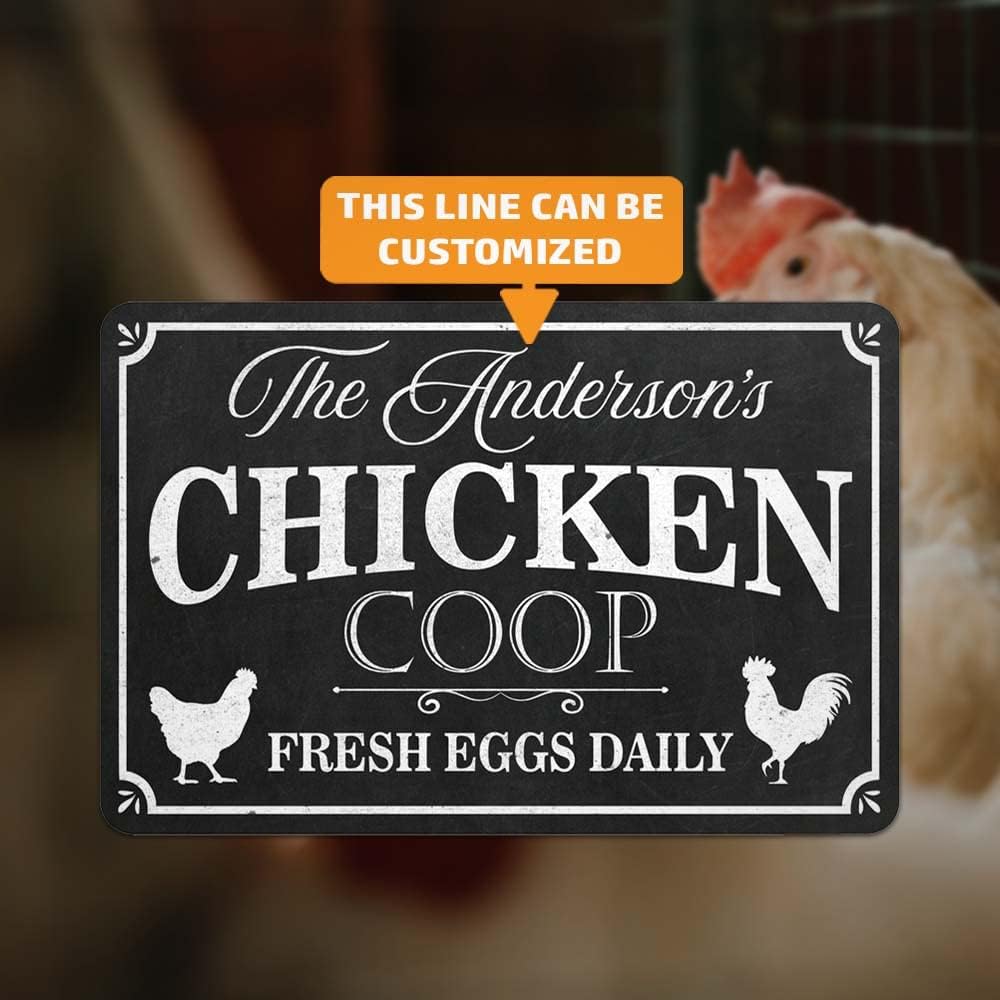 Chico Creek Signs Personalized Chicken Coop Sign Fresh Eggs Daily Custom Family Name Farmhouse Décor Metal Outdoor Sign 12x18 112180084001