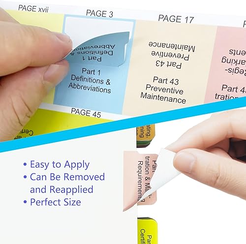Vista 4 de Pestañas actualizadas FAR/AIM 2023 para piloto privado, 92 pestañas impresas + 8 pestañas de índice en blanco, codificadas por colores y resistentes