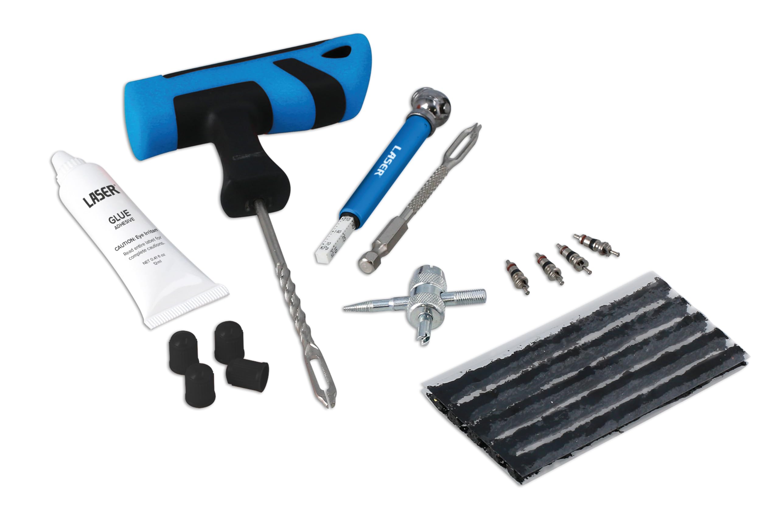 LASER 9147 Road Emergency Tyre Repair Kit With T-Handle & Drill Driver
