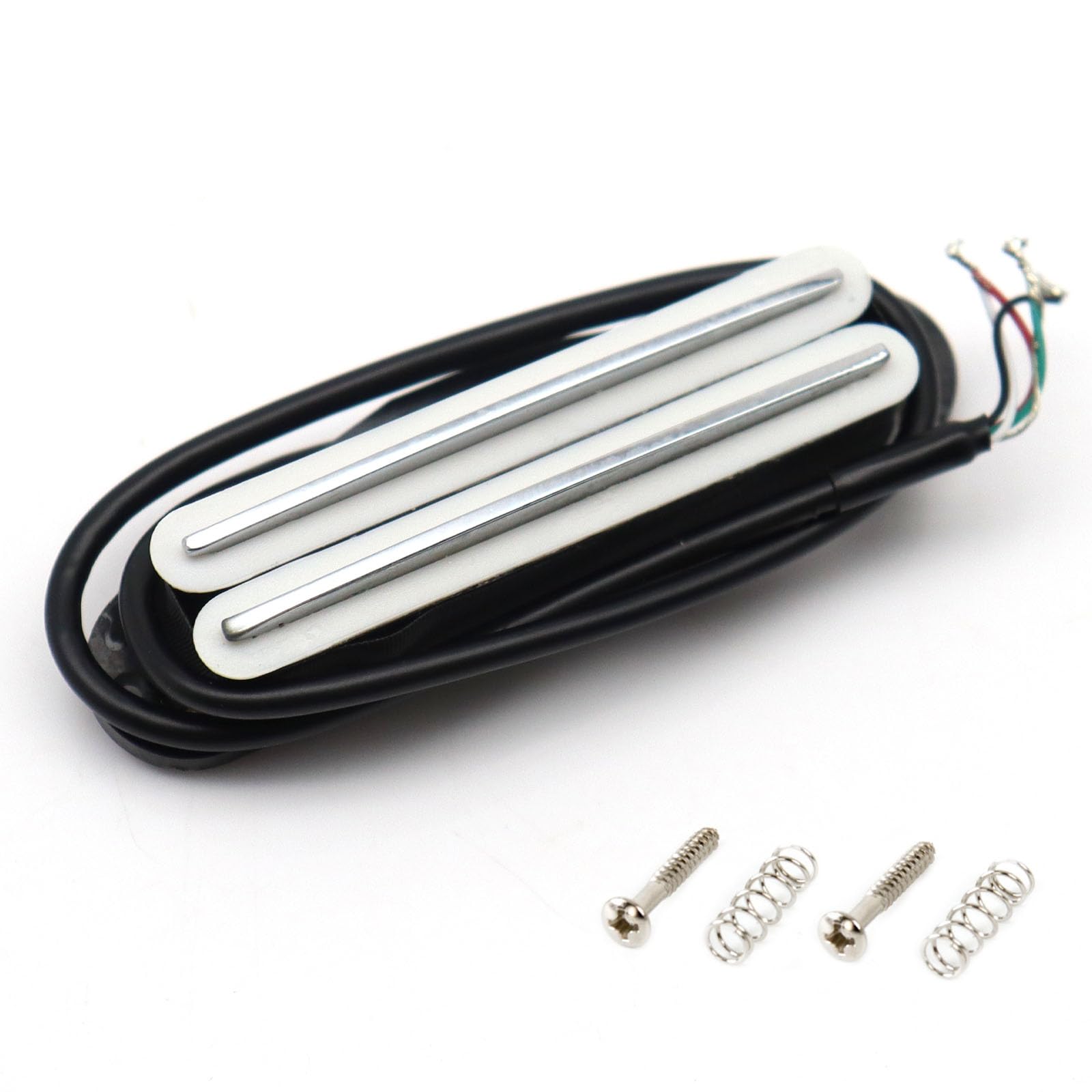 Dual Hot Rail High Output Humbucker pickup Single-Coil-Sized Guitar Humbucker Pickup for Fender Strat Style Electric Guitar Parts (White)