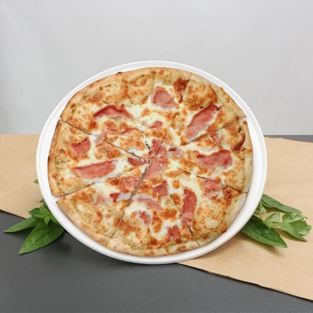 50 Piatti Pizza Bianchi in Polpa di Cellulosa 32cm, Ideale per Pizza, Piatti Impermeabili adatti al Microonde, Biodegradabili e Compostabili