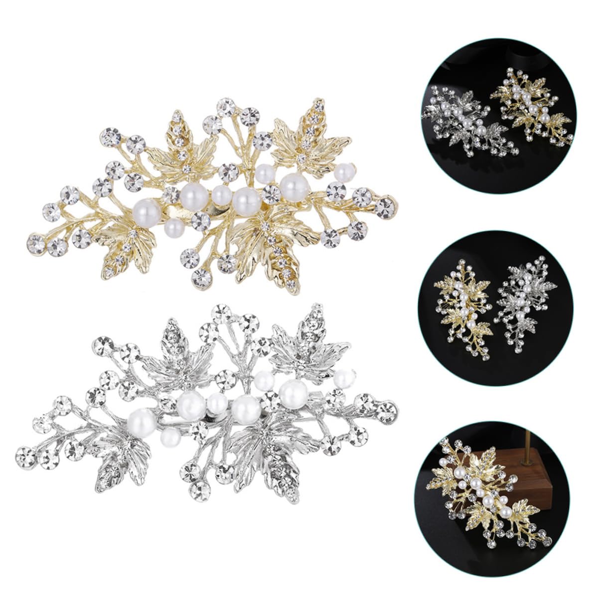 FRCOLOR 5 Sets Braut Haarschmuck Strass Haarspangen Hochzeit Haar Blatt Stück Haarschmuck Für Frauen Gold 2 Stück * 5